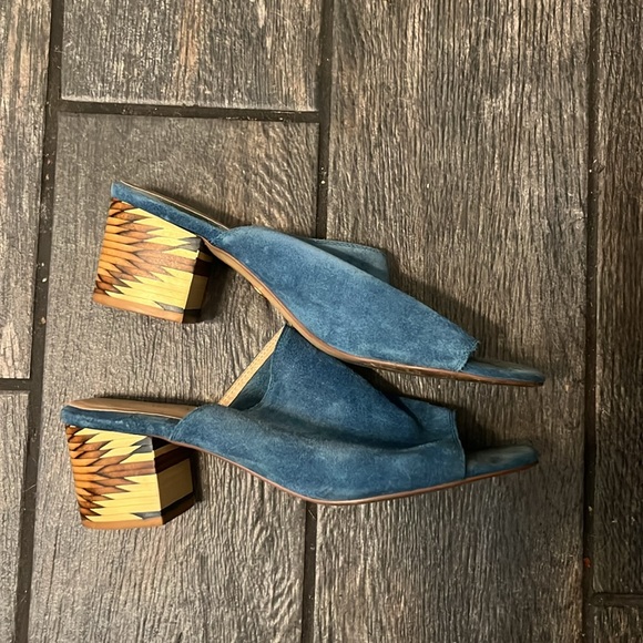 Cecilia New York Blue Suede Mules - Picture 3 of 4